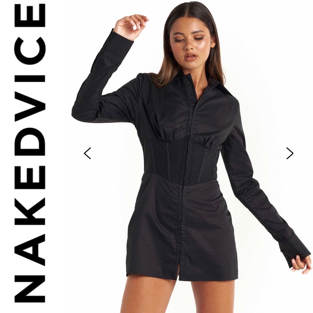 Nakedvice The Zach Dress Black NWT Naked Vice Corset Bustier Mini Shirt Revolve